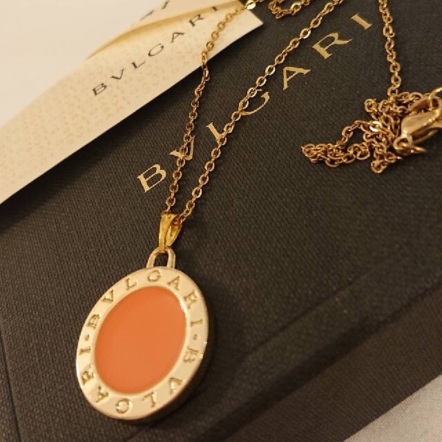 【正規 未使用】BVLGARI ビッグロゴ刻印 ゴールド×オレンジ ネックレス