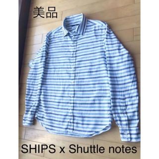 シップス(SHIPS)の【美品】SHIPS x Shuttle notes リネンシャツ ボーダー柄 M(シャツ)