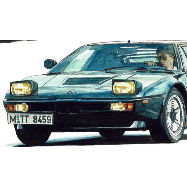 GC-577 BMW M1/3.0csi限定版画サイン有額装済作家平右ヱ門 7