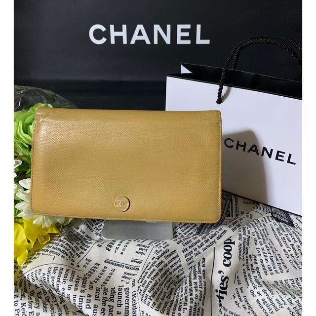 CHANEL 長財布 ココボタン ベージュ