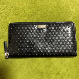 ケイトスペードニューヨーク(kate spade new york)のKate spade ケイトスぺード　ラウンドファスナー　長財布　エナメル　黒(財布)