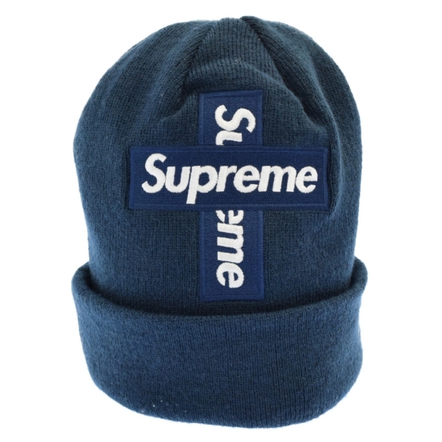 SUPREME シュプリーム 20AW ×New Era Cross Box logo Beanie クロスボックスロゴビーニー ニットキャップ 帽子 ネイビー