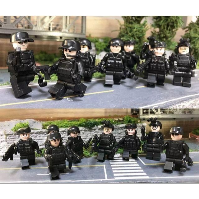 ☆レゴ互換品 特殊部隊SWAT①☆ ミニフィグ12体&武器 キッズ/ベビー/マタニティのおもちゃ(知育玩具)の商品写真