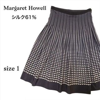 マーガレットハウエル(MARGARET HOWELL)のマーガレットハウエル ハーフムーン スカート シルクコットン Sサイズ (ひざ丈スカート)