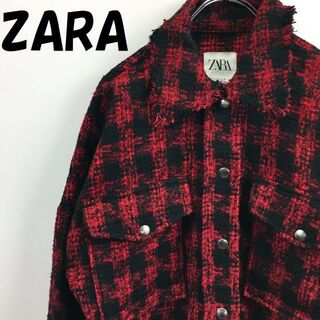 ザラ(ZARA)のザラ ジャケット 長袖シャツ 大きめ レッド ブラック USAサイズS(その他)