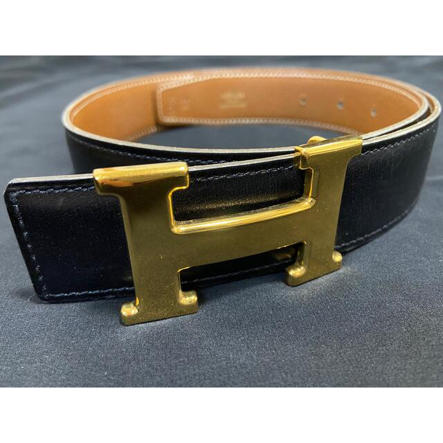 HERMES エルメス コンスタンス H バックル ベルト 金 茶 黒 60Sz-