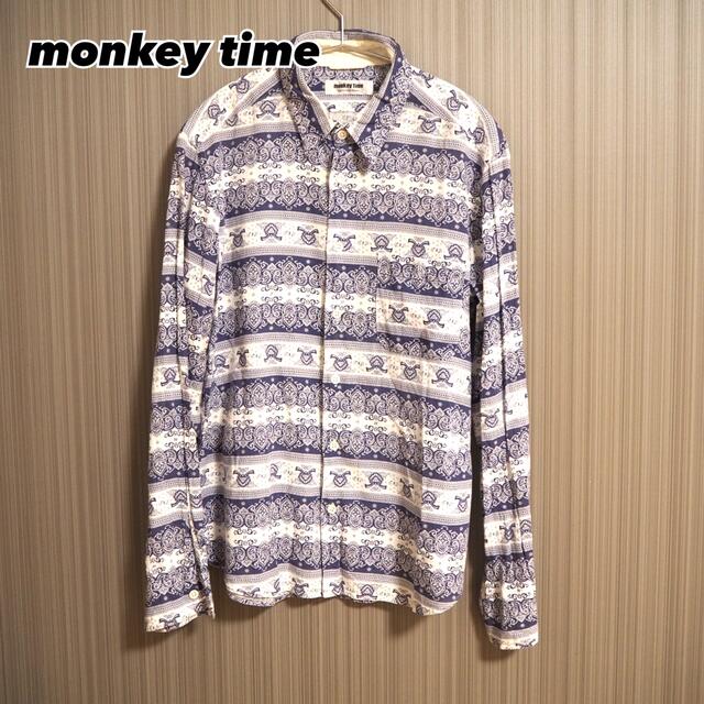 Monkey time united arrows ペイズリー柄 バンダナシャツ