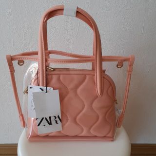 ザラ(ZARA)のZARA ツーウェイ仕様クリアショルダーバッグ　ピンク　新品(ショルダーバッグ)