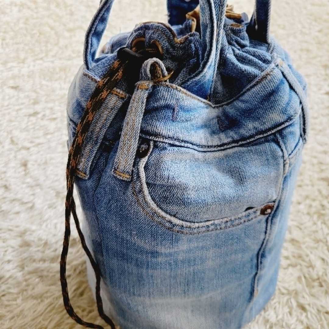 【soldout❢❢】handmade デニムリメイク○巾着バッグ ハンドメイドのファッション小物(バッグ)の商品写真