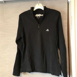 アディダス(adidas)のアディダス、黒前ジップセーター(ニット/セーター)