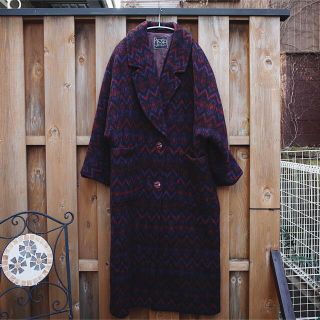 グリモワール(Grimoire)の80's Vintage Zigzag patterned wool coat(ロングコート)