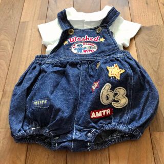 プチバトー(PETIT BATEAU)のプチバトー ポロシャツロンパース だるまオール サロペット 男の子 女の子ベビー(ロンパース)