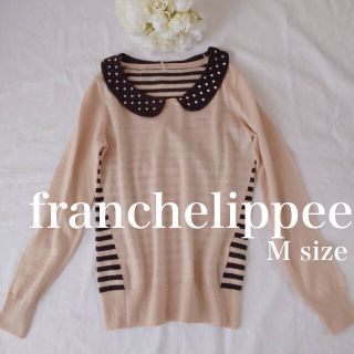 フランシュリッペ(franche lippee)のフランシュリッペMサイズ襟取り外しボーダー切替ニットソー長袖トップス秋冬ドット(カットソー(長袖/七分))