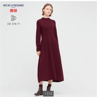 ユニクロ(UNIQLO)の【完売品】ユニクロ　イネス　3Dニットワンピース(ロングワンピース/マキシワンピース)