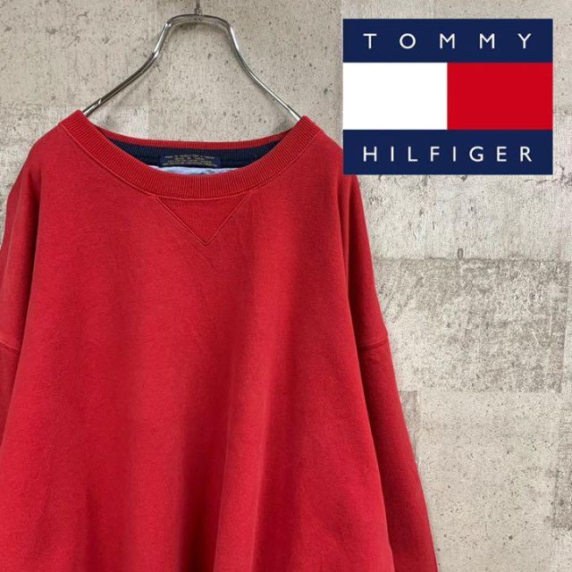 TOMMY HILFIGER(トミーヒルフィガー)の90's トミーヒルフィガー  フラッグ　ロゴ刺繍　スエット トレーナー　美品 メンズのトップス(スウェット)の商品写真
