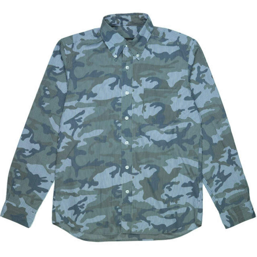 SOPHNET. ソフネット 17SS 日本製 CAMOUFLAGE OVER PRINT L/S B.D SHIRT カモフラージュオーバープリントBDシャツ SOPH-170063 M NAVY STRIPE 長袖 迷彩 ボタンダウン ストライプ トップス【中古】【SOPHNET.】 | ...