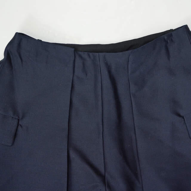 TOGA PULLA トーガ プルラ 19AW 日本製 Suiting wool skirt スイッチングウールスカート TP92-FG290 34 ネイビー プリーツ シルク ボトムス【TOGA PULLA】 3