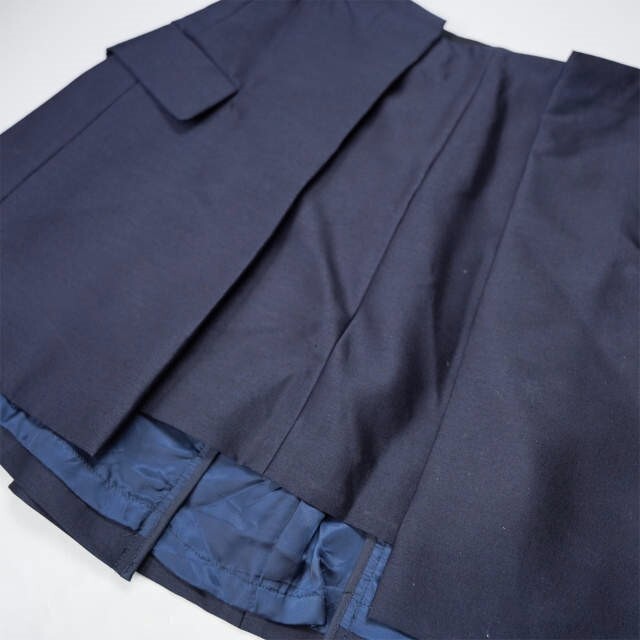 TOGA PULLA トーガ プルラ 19AW 日本製 Suiting wool skirt スイッチングウールスカート TP92-FG290 34 ネイビー プリーツ シルク ボトムス【TOGA PULLA】 4