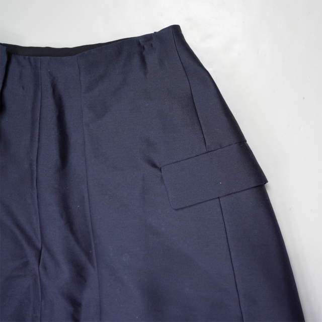 TOGA PULLA トーガ プルラ 19AW 日本製 Suiting wool skirt スイッチングウールスカート TP92-FG290 34 ネイビー プリーツ シルク ボトムス【TOGA PULLA】 5