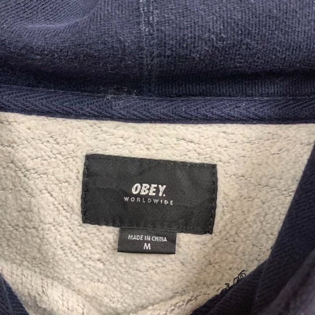 OBEY(オベイ)の90's US OBEY オベイ　ロゴ刺繍　切り替え　スエット　パーカー　激レア メンズのトップス(パーカー)の商品写真
