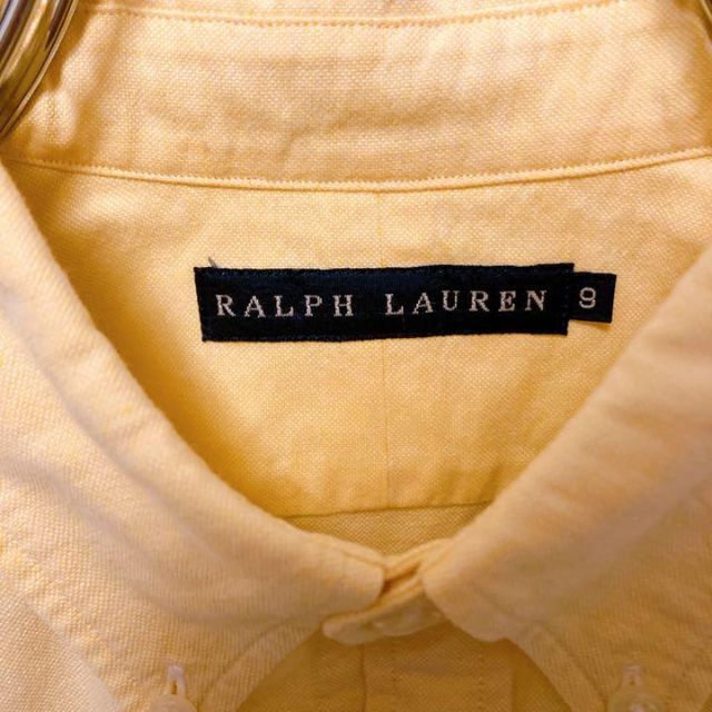 TOMMY HILFIGER(トミーヒルフィガー)のRalph Lauren 長袖シャツ　黄色　イエロー　ワンポイント　刺繍ロゴ　9 レディースのトップス(シャツ/ブラウス(半袖/袖なし))の商品写真