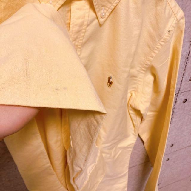 TOMMY HILFIGER(トミーヒルフィガー)のRalph Lauren 長袖シャツ　黄色　イエロー　ワンポイント　刺繍ロゴ　9 レディースのトップス(シャツ/ブラウス(半袖/袖なし))の商品写真