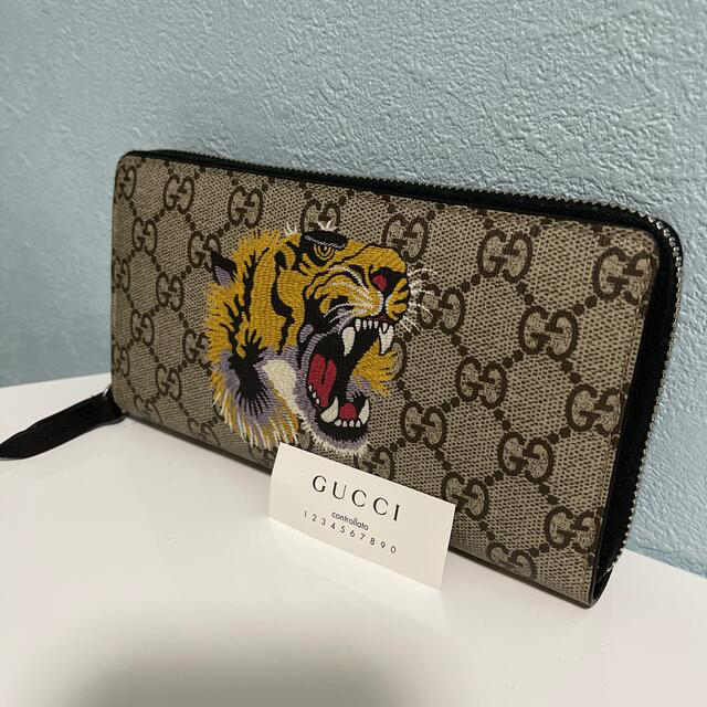 Gucci(グッチ)の【あんちゃん様専用】グッチ 虎 長財布 GGスプリーム ラウンドファスナー ハンドメイドのファッション小物(財布)の商品写真