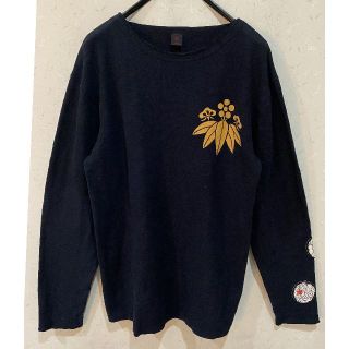 ＊クロップドヘッズ カットオフ加工 和柄 長袖カットソー トップス L(Tシャツ/カットソー(七分/長袖))