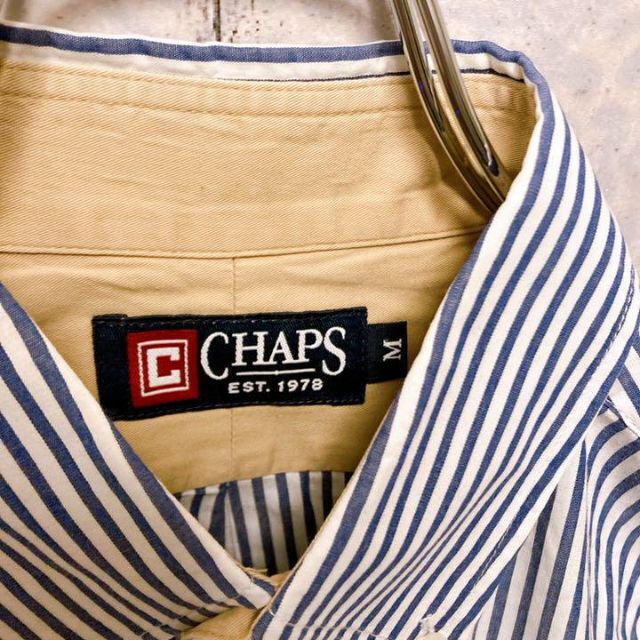 CHAPS(チャップス)のCHAPS チャップス　長袖シャツ　ストライプ　青　ブルー　ワンポイント　M メンズのトップス(シャツ)の商品写真