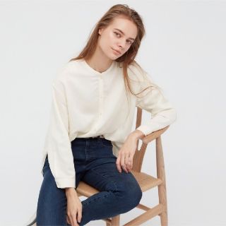 ユニクロ(UNIQLO)のリネンブレンドバンドカラーシャツ 7分袖(シャツ/ブラウス(長袖/七分))