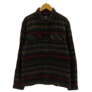 パタゴニア(patagonia)のパタゴニア フィヨルドフランネルシャツ 長袖 S マルチカラー 紫 黄 茶(シャツ)