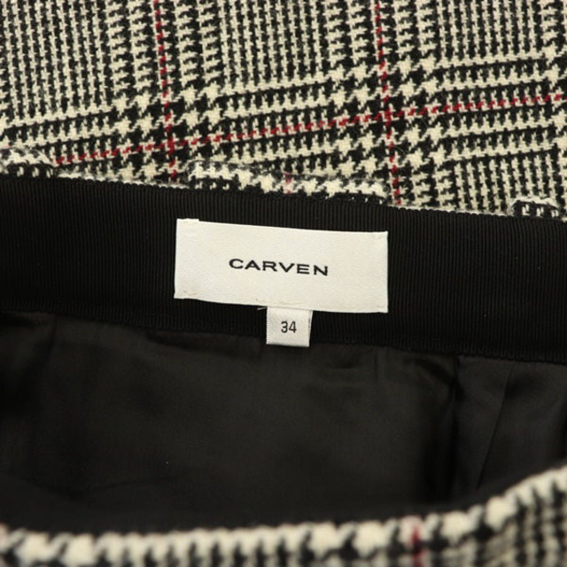 CARVEN(カルヴェン)のカルヴェン CARVEN ツイードチェックスカート ミニ タイト 34 黒 白 レディースのスカート(ミニスカート)の商品写真