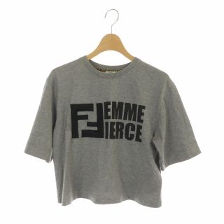 フェンディ(FENDI)のフェンディ Tシャツ カットソー プルオーバー クロップド丈 半袖 ロゴ 刺繍(Tシャツ(半袖/袖なし))