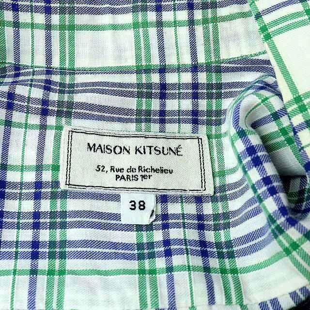 MAISON KITSUNE'(メゾンキツネ)のメゾンキツネ シャツ チェック ボタンダウン カジュアル 長袖 38 緑色 メンズのトップス(シャツ)の商品写真