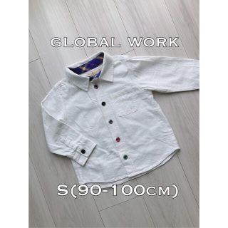 グローバルワーク(GLOBAL WORK)のグローバルワーク キッズ 長袖白シャツ S(90〜100cm) チェックボタン(ブラウス)