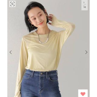 プラージュ(Plage)のPlage新品★ 【BASERANGE】 ロングスリーブカットソー　グリーン(カットソー(長袖/七分))