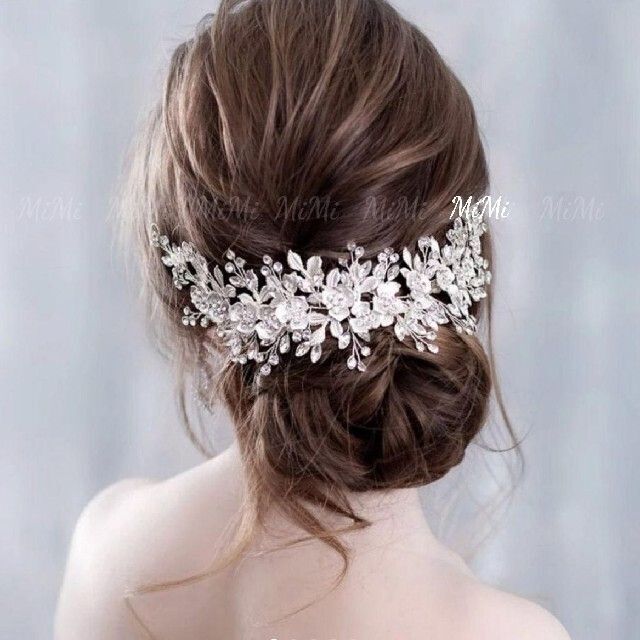 ☆新品ヘッドドレス ボンネ フラワーヘアアクセサリーシルバー