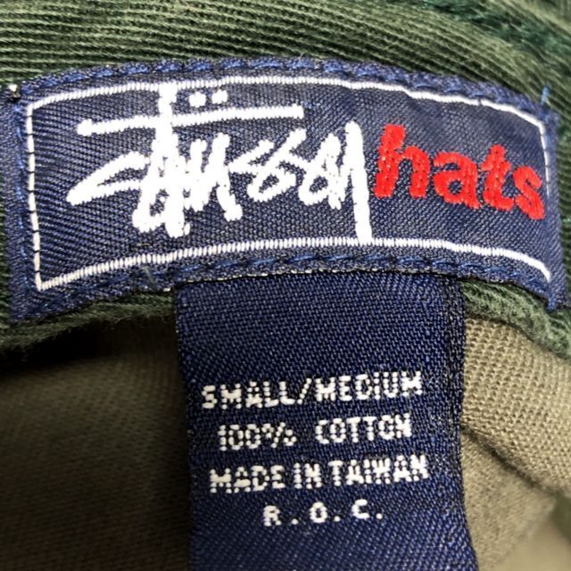 90年代 ビンテージ 紺タグ STUSSY バケットハット グリーンの 90年代 ビンテージ 紺タグ STUSSY バケットハット グリーンの