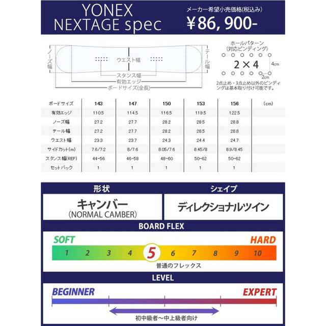 YONEX(ヨネックス)のYONEX NEXTAGE  150 スポーツ/アウトドアのスノーボード(ボード)の商品写真