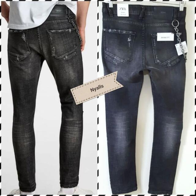 ZARA - 38サイズ☆チェーン付き☆クラッシュデニム ZARA - 38サイズ☆チェーン付き☆クラッシュデニム