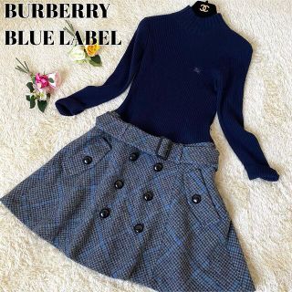 バーバリーブルーレーベル(BURBERRY BLUE LABEL)の【美品】バーバリーブルーレーベル ドッキングワンピース ノバチェック ホースロゴ(ひざ丈ワンピース)