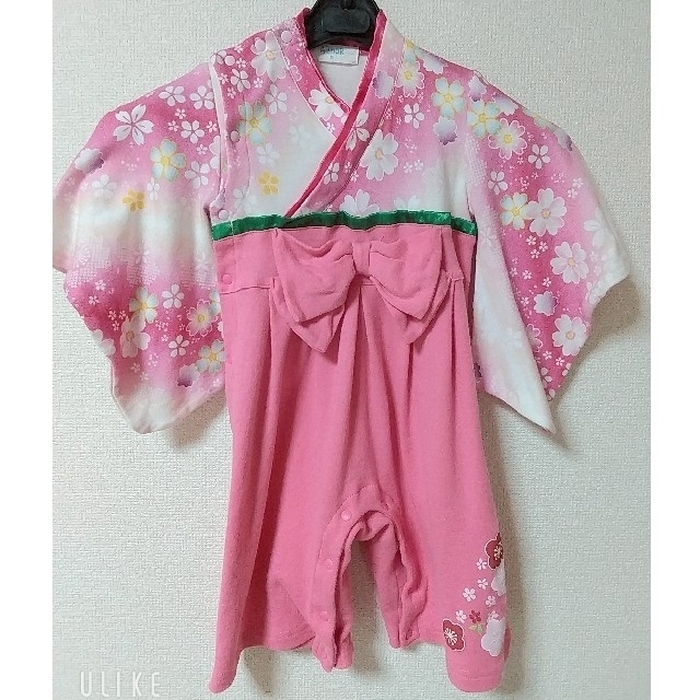 袴ロンパース 3点セット タビックス 手形スタンプ キッズ/ベビー/マタニティのベビー服(~85cm)(和服/着物)の商品写真