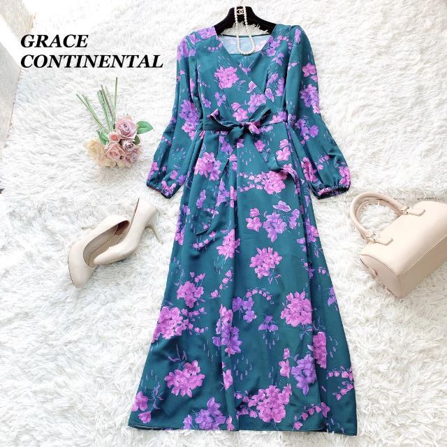 GRACE CONTINENTAL   美品♡ダイアグラム フラワープリントラップ