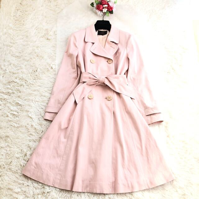 美品】TOCCA トッカ トレンチコート ベルト付き 背抜き ピンク Mサイズ