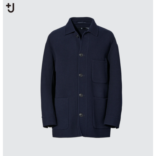 UNIQLO(ユニクロ)のUNIQLO　＋J ウールブレンド オーバーサイズシャツジャケット NAVY メンズのジャケット/アウター(テーラードジャケット)の商品写真