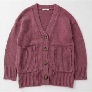 マウジー(moussy)のmoussy MIDDLE LENGTH KNIT ニットカーディガン　パープル(カーディガン)