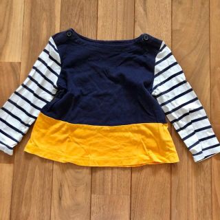 ベビーギャップ(babyGAP)のbabyGAP ボートネック 長袖トップス チュニック ボーダー 80 ネイビー(シャツ/カットソー)