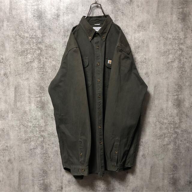 carhartt(カーハート)の【あき様専用】カーハートロゴタグ入フラップ付Wポケットスーパービッグワークシャツ メンズのトップス(シャツ)の商品写真