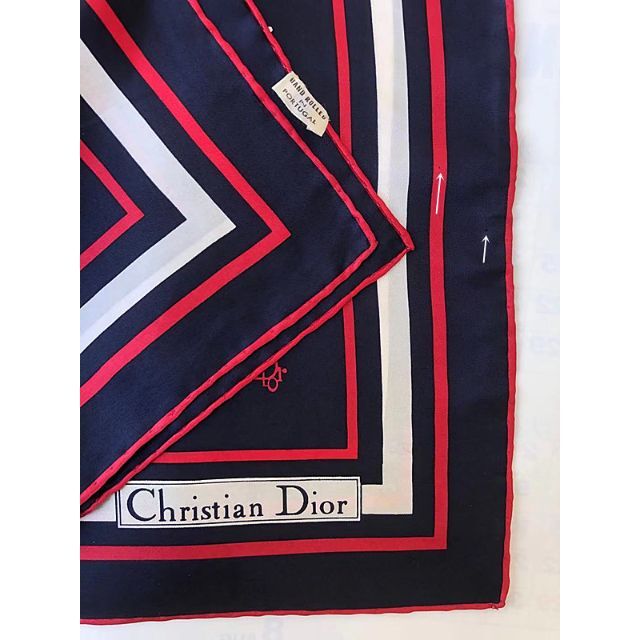 Christian Dior(クリスチャンディオール)のクリスチャンディオールロゴトロッター総柄大判シルクスカーフ66×67㎝ネイビー系 レディースのファッション小物(バンダナ/スカーフ)の商品写真