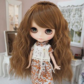 blythe _w-198桜ピンク三つ編み✨チベットラムフルスキンウィッグ